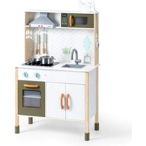 ROBUD Wooden Play Kitchen Set for Kids Toddlers, Pretend Toys Kitchen Gift for Girls Boys