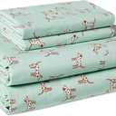 Amazon Basics 100% Organic Cotton Kids' Sheet Set with Pillowcase, Queen, Spotted Dogs