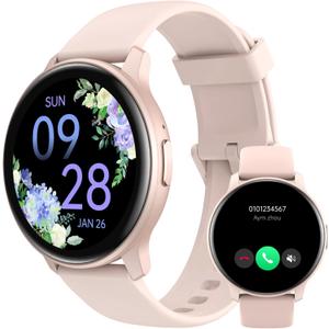 Smart Watch, HD Smartwatch for Men Women (Answer/Make Calls), Fitness Watch with 100+ Sport Modes, IP68 Waterproof/Heart Rate/Sleep Monitor, Activity Trackers for iOS/Android (Pink)