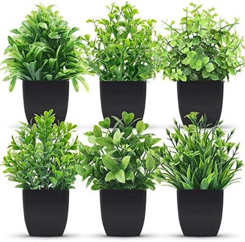 Der Rose 5 Pack Fake Plants Mini Artificial Plants for Home Office Farmhouse Bathroom Shelf Decor Indoor