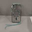 Meifigno Magnetic Case with Removable Phone Ring Stand for iPhone 16 6.1", [Glitter Card & Wrist Strap] [MagSafe Compatible] [Built in Mirror] Magnetic Phone Ring Holder + 16 Case Kit, Teal