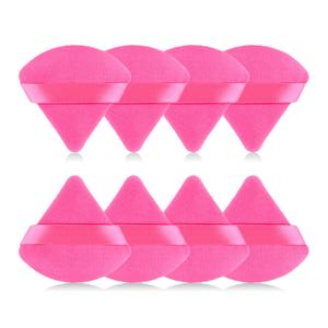 8pcs Triangular Powder Puff Face Soft Velvet Makeup Puff for Loose Powder Body Powder Makeup Sponge for Contouring Wet Dry Foundation Blender Sponge Beauty Makeup Tool.(Rose Red)