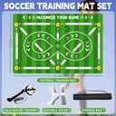Soccer Training Mat, non-slip footwork training mat for improving ball control and footwork training. 35.5*23.5″, suitable for all ages. Comes with a storage bag, training socks, and Soccer Return Trainer Net.