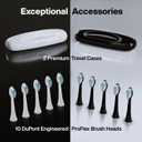 Aquasonic Duo Series PRO Ultra-Whitening Electric Toothbrush Set 5 Modes & Smart Timers Premium Travel Cases & 10 Proflex Brush Heads ADA Accepted Toothbrushes