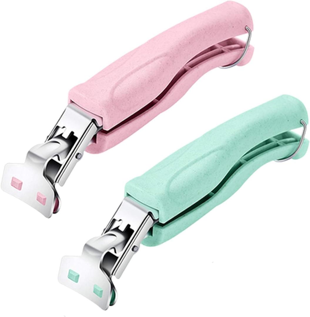 Stainless Steel Anti-Scalding Hot Bowl Dish Plate Gripper Clips Tongs Clamp Holder for Moving Hot Plate or Bowls with Food Out from Instant Pot Microwave Oven (2, Green,Pink)