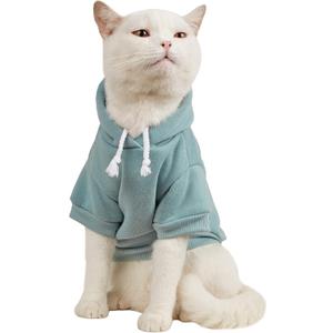 QWEENIE Basic Dog & Cat Hoodie, Warm Jacket - Small/Medium, Cadet Blue