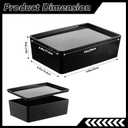 Kifmurase 2 Pack Storage Bins with Lids, 10 x 6.9 Inch Multipurpose Stackable Plastic Containers for Home and Office Organization, Small Storage Bins, Black
