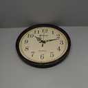 Bernhard Products Vintage Brown Wall Clock Silent Non Ticking 17 Inch Quality Quartz Battery Operated Round Decorative Easy to Read for Home Kitchen Living/Dining Room Bedroom Office Classroom School