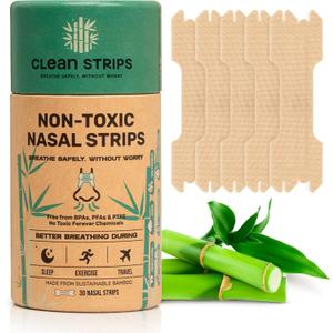 Nasal Strips for Snoring, Congestion & Sleeping - Natural & Bamboo Fiber-Made Nose Strips for Breathing - Snore Stopper & Sleep Aid to Improve Breathing - PFAs-Free Nose Tape for Sleeping - 30pcs