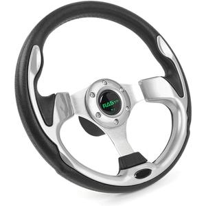RASTP 12.6 Inch Boat Steering Wheel with 3/4 Axle Marine Steering Wheel Adapter for Most Marine boats,Vessels,Yachts,Pontoons Boat, Sliver