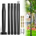 Street Light Pole 16 Ft, Outdoor Adjustable Metal Street Lamp Post for Solar Lights, Heavy Duty Exterior Lighting Pole with Rebar Cage for Backyard, Parking Lot, Patio