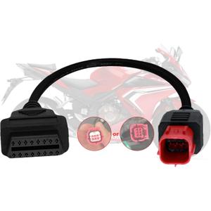 6 Pin OBD2 Adapter Cable,Fit for Guzzi Kawasaki Suzuki Yamaha Piaggio Vespa Honda Motorcycle OBD Diagnostic Cable,Euro5 6-pin Connector fits CAN Bus and K-Line,Work with Code Reader