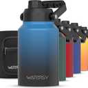 WATERSY Half Gallon Water Bottle Insulated(Cold for 48 Hrs),BPA Free&Leak Proof,64oz Stainless Steel Water Jug/Flask,Big thermo,Large Water Bottle with Handle for Gym,Hiking,Camping,Gradient Blue