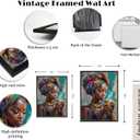 Framed Black Woman Canvas Wall Art, African American Wall Decor, Fashion Modern Abstract Painting Picture, Coffee Girl Poster Print Artwork for Living Room Bedroom Home Decoration