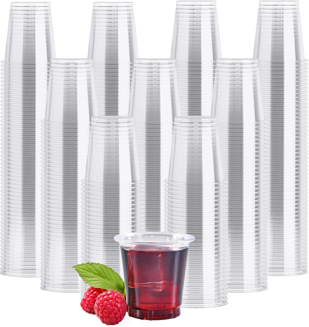 JOLLY CHEF 900 Pack 2 oz Plastic Shot Glasses, Clear Disposable Cups, Plastic Shot Cups Disposable for Jelly Shots, Wine Tasting, Food Samples,Thanksgiving Party, Wedding, Christmas