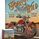 PieceRelax Puzzle Canvas Wall Art 366 Plastic Pieces for Adults - Retro Poster - Born to be Wild - Unique Gift & Home Dcor with Jigsaw Puzzle Artwork for Living Room Bedroom [HN1274]