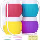 4 x Travel Containers for Toiletries, GLAMFIELDS TSA Approved 1.7oz 50ml Travel Size Silicone Cream Jars BPA Free, Leak-proof Travel Essentials with Lid for Cosmetic Face Hand Body Cream Purple (4 Pack)