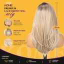 KOME Ash Blonde Highlight Synthetic Lace Front Wig, 13X4 HD Lace Glueless Medium Length Layered Straight Wigs for Women Daily Use 20IN #TT6/1603