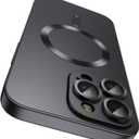 Magnetic for iPhone 14 Pro Max Case [Compatible with MagSafe][Built-in Camera Lens Protector] Slim Soft TPU Bumper Shockproof Metallic Luster Phone Case (Black)