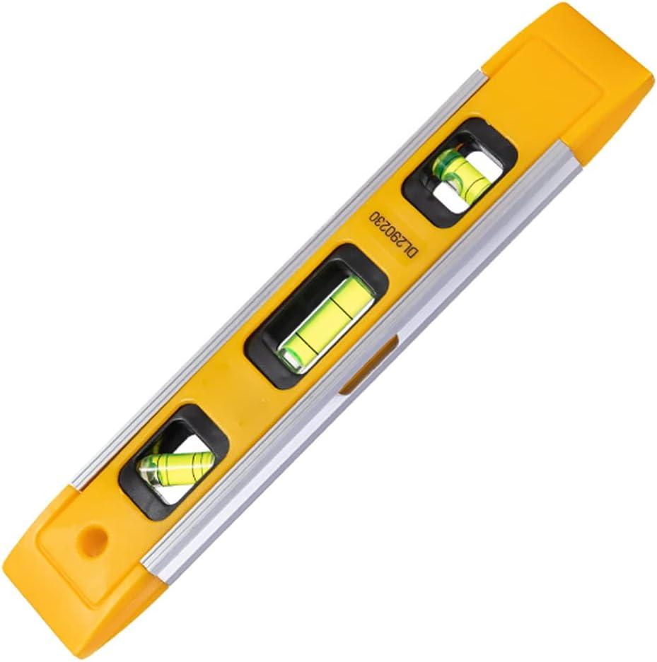 SagaSave Magnetic Spirit Level, 230mm/9.06 inch Torpedo Lightweight Small Plastic Shockproof Level with 3Pcs Level Bubbles for Construction Industrial Household Measurement (Yellow)