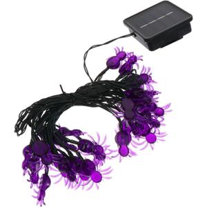 Solar Outdoor String Lights Warm Spider Decorative Led Light String Halloween Decoration Easy Install Purple Spider Lamp