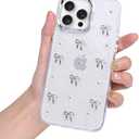 for iPhone 12 Pro Max Case, Bling Glitter 3D Bow Design Clear Soft Sparkly Protective Case for iPhone 12 Pro Max 6.7" 2020 (Silver)