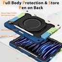 ROISKIN for iPad Pro 12.9 -Inch Case (6th, 5th, 4th & 3rd Gen)with HD Screen Protector, 360 Stand, Handle, Pencil Holder,Shoulder Strap[15ft Drop Protection]Rugged Bulky Full Body 12.9 iPad Pro Case