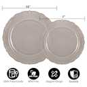 U-QE 100PCS Clear Black Plastic Plates - Heavy Duty Black Disposable Plates Including 50PCS 10'' Dinner & 50PCS 7.5'' Dessert Plates -Hard Plastic Platos for Halloween & Party & Wedding