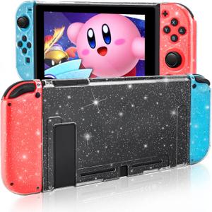 DLseego Dockable Crystal Case for Nintendo Switch, Glitter Bling Cover with Shock-Absorption and Anti-Scratch Design Protective Case - Crystal Glitter