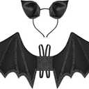 Bat Wings and Ears Headband,Black Wing Set Dress Up Accessories for Halloween Bat Costumes