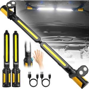 SYLSTAR Mechanic Work Light Bar with Upgraded Sensor Control - 2400LM LED, 4400mAh Rechargeable Underhood Work Light with Hooks & Magnetic Base for Car Repairing, Garage Workshop, Emergency