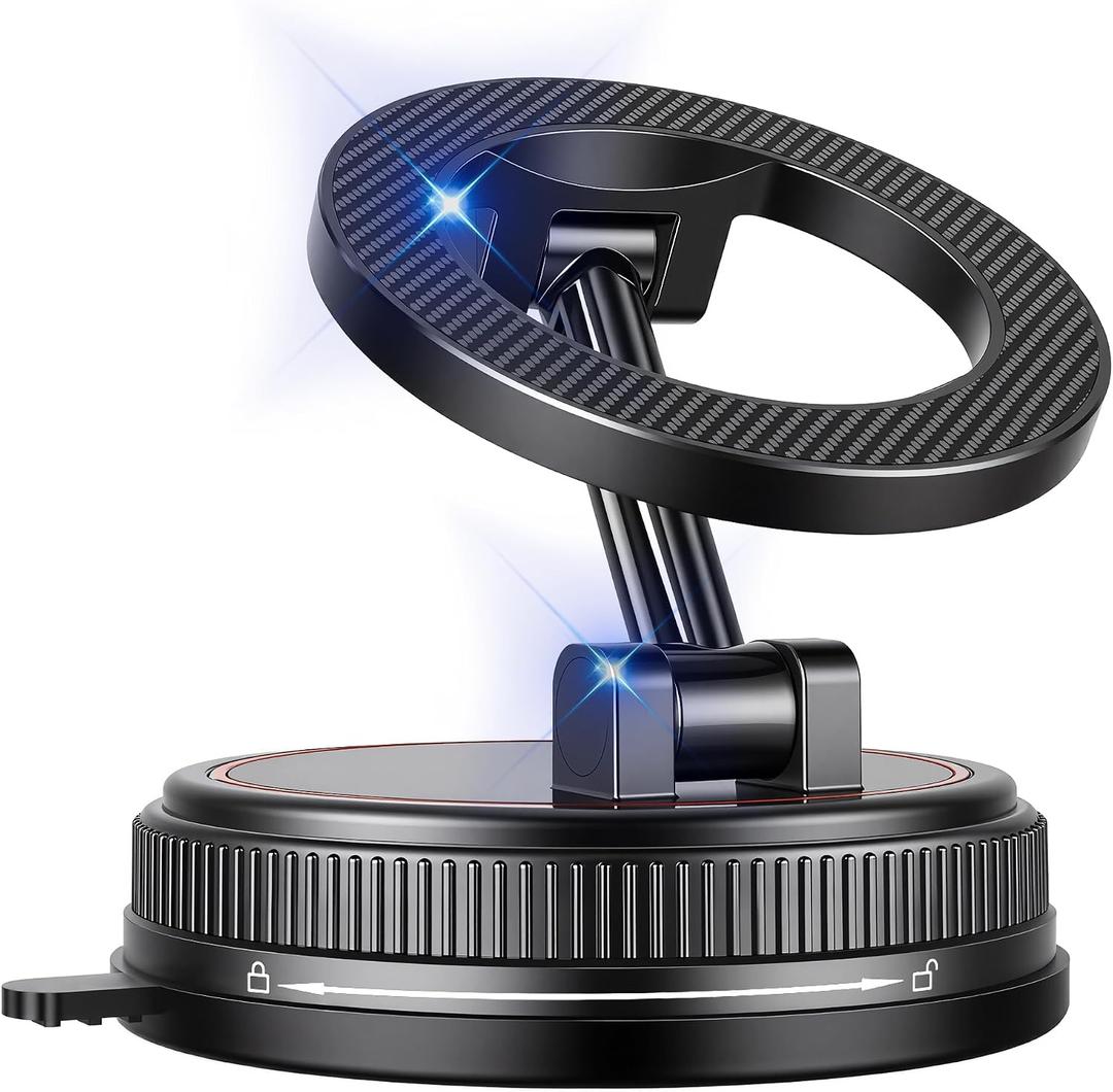 2026 Ultra Magnetic Car Phone Holder Mount for Magsafe | 96LBS Vacuum Suction 2800gf Magnetic Hold 360 Adjustable Foldable for iiPhone 17 Pro Max-12 Dashboard /Windshield