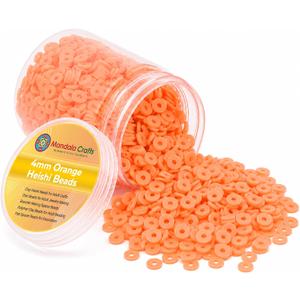 3 x Mandala Crafts 4mm Orange Polymer Disc Clay Heishi Beads for Jewelry Making, 4mm 6000 PCs