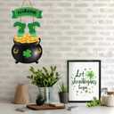 St Patricks Day Decorations St Patricks Day Wreath Door Decorations Wooden Wreaths for Front Door Hanger Gold Coin Jar Leprechaun Feet Welcome Sign Hanging Decor for Porch Wall Indoor Home Decor