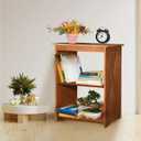 Natural Wood Bookshelf, 3 Tier Bookcase, Freestanding Display Storage Shelves Open Bookshelf for Bedroom, Living Room and Office (Brown, Open Table) (Brown, Table Open)