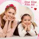 Hoteam 6 Pieces Valentine Headband for Women Beaded Love Heart Headband Pearl Rhinestone Crystal Jeweled Knotted Hairband for Valentine Hair Accessories Gifts(Red, Rose Red, White)