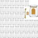 Encheng Glass Yogurt Container With Lids, 7 oz Clear Glass Jars With Lids(PE),Replacement Glass Pudding Yogurt Jars With Twine n Tag For Milk,Jams,Jelly,Mousse,Dishwaresafe 40 Pack