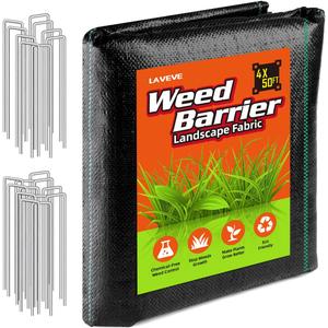 LAVEVE 4FT x 50FT Weed Barrier Landscape Fabric, 3.2oz Premium Heavy Duty Garden Cloth, Ground Cover for Gardening, Farming