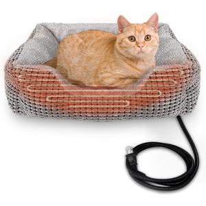 MARUNDA Heated Cats Bed for Indoor Use, Electric Heated Pets Heating for and Small Dogs, Washable Pets Bed with Automatic Heating Pad (23x20x7 Grey)