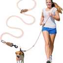 Mile High Life Hands Free Dog Leash, Crossbody Waist Leash with Genuine Leather Connection, Multifunctional Adjustable Slip Lead for Dog Walking Running (Light Brown, 7FT)