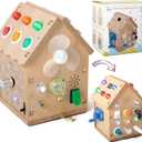 Sound and Light Busy House Wooden Montessori Busy Board, Light Switch Games Toddler Sensory Toys Montessori Toys for 3+ Year Old Gifts for Boys and Girls