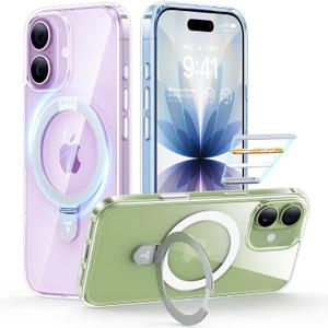 TORRAS Ostand for iPhone 17 Case Clear, Fit for MagSafe, 4X Military Drop Protection, Camera Control, Slim Magnetic Phone Case for iPhone 17 with Stand, Soft Edge, Anti Yellowing Cover 6.3", Clear