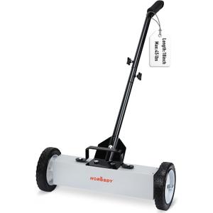 HORUSDY 18-Inch Rolling Magnetic Sweeper with Wheels, Magnet Pickup Sweeper, Push-Type Nail Magnet Sweeper for Workshop, Garage, and Yard Cleanup