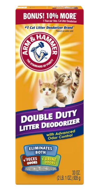 ARM & HAMMER Double Duty Cat Litter Deodorizer and Pet Odor Eliminator, 33 oz Box, Pack of 6 