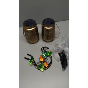 2 Pack Solar Lanterns Outdoor Waterproof Dragonfly Garden Decor, Birthday Gifts for Women Mom Grandma Hanging Solar Lights Metal LED Decoration with Shepherd Hook Outside for Yard Porch Lawn Patio