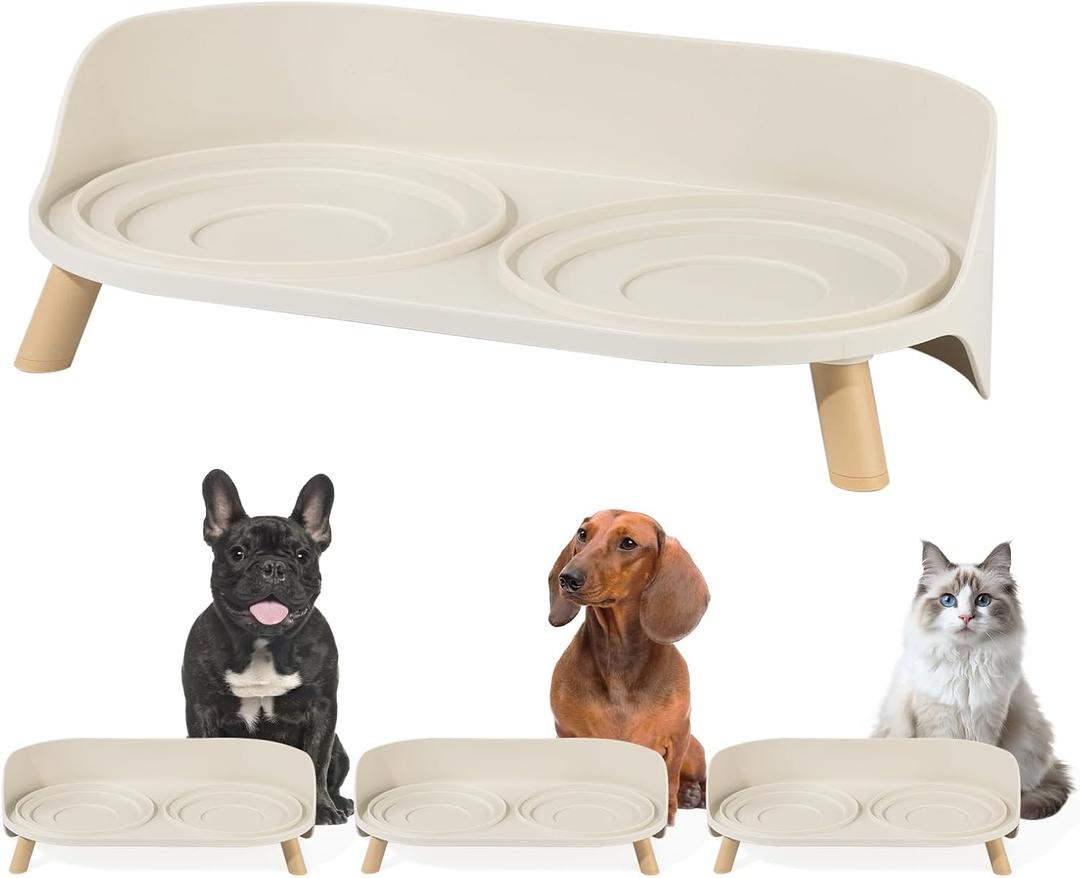 Raised Dog Feeder Bowl Stand - Elevated Dining Table for Small and Medium Dogs and Cats - Fits Food and Water Dish up to 6" Diameter - Milky White (Bowls Not Included)