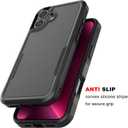 Compatible with iPhone 16 Case, Drop Protection Shockproof Protective Hybrid Dual Layer Hard Plastic Cover + Shock Absorbing Silicone Rubber Case for iPhone 16 6.3", Black