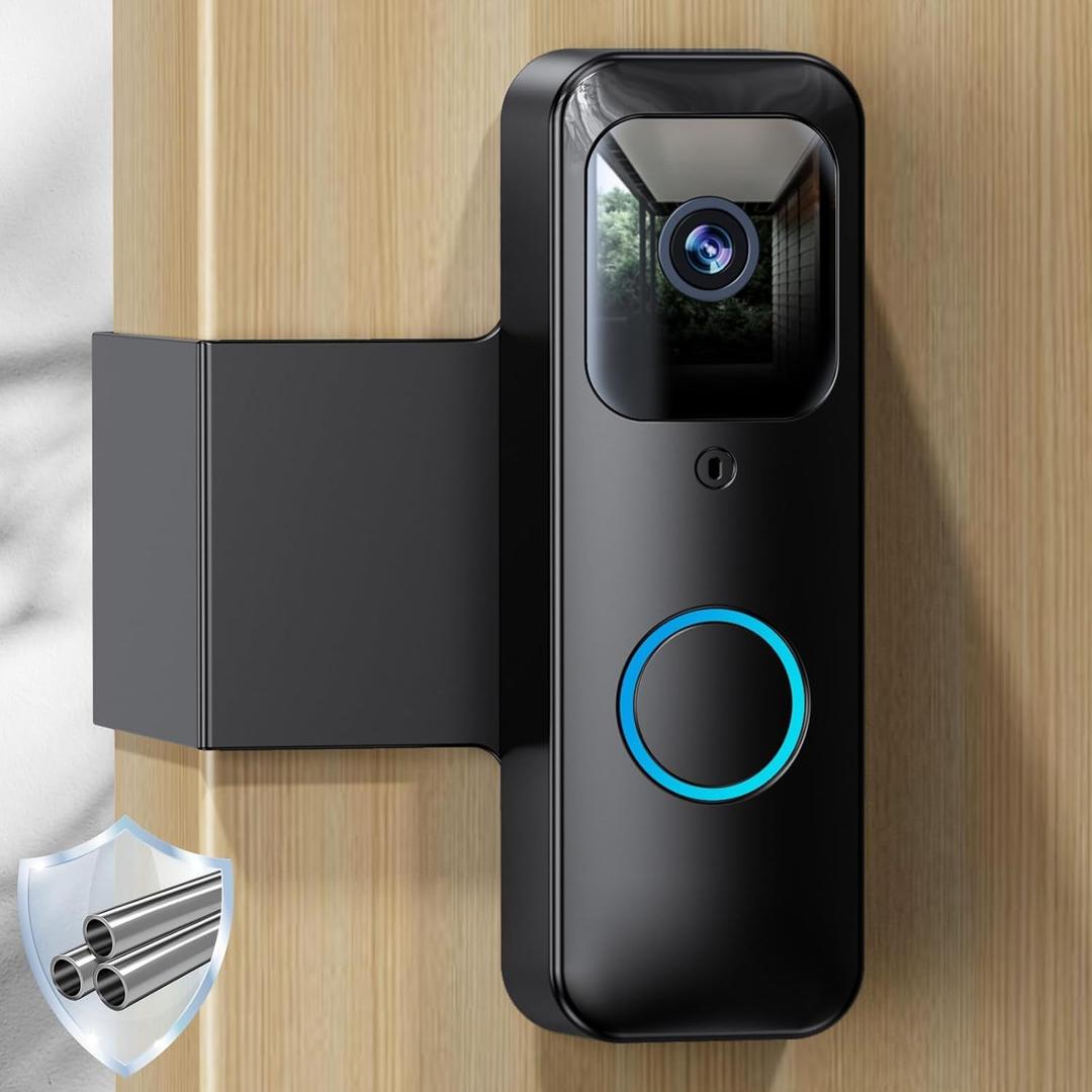 Blink Doorbell Mount, NANW Full-Metal Anti-Theft Doorbell Camera Mount, No-Drill and Not Block Motion Sensor Bracket, Blink Aluminum Alloy Video Doorbell Holder for Home/Apartment/Dorm,Black