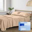 THREAD SPREAD Full Size Sheets Cotton - 400 Thread Count 4 PC 100% Cotton Full Size Sheet Sets, 16 Deep Pocket Full Size Sheets Set, Cooling Full Sheet Set, Luxury Hotel Sheets & Pillowcases (Taupe)