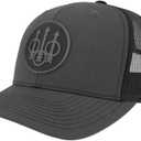 Beretta Men's Js Trucker Hat - Mesh Back Adjustable Snapback Pre-Curved Visor Cap, One Size Fits All (Charcoal/Black)